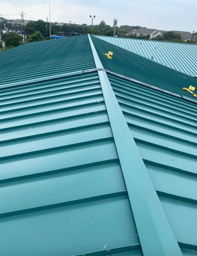Green commercial metal roof ridge and valley for Metal Roof Repair in South Windsor